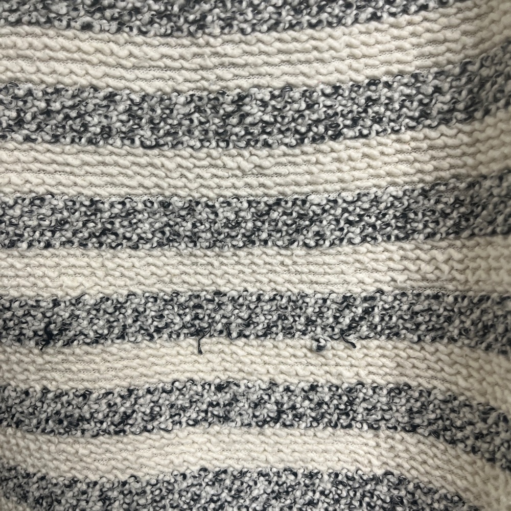 Lucky Brand Striped Knit Top Cream Gray Textured Short Sleeve Sweater Size Large - Picture 6 of 9